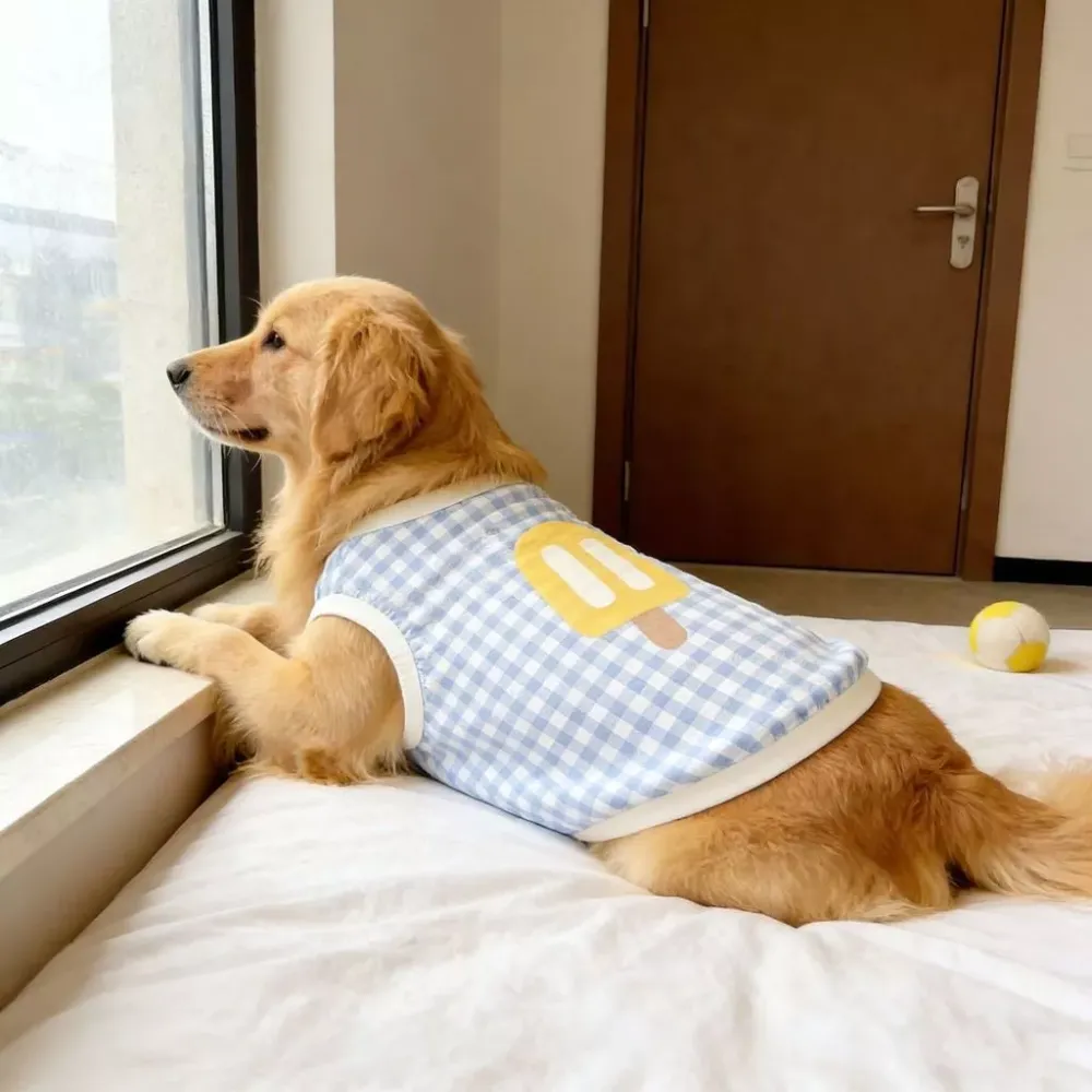 Pet Vest Big Dog T-shirt Vest Puppy Costumes Casual Pet Yellow Blue Clothe