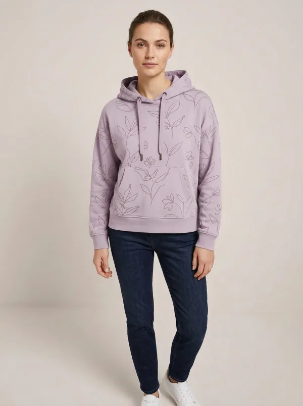 Women's Modern Botanical Line Art Minimal Graphic Hoodie