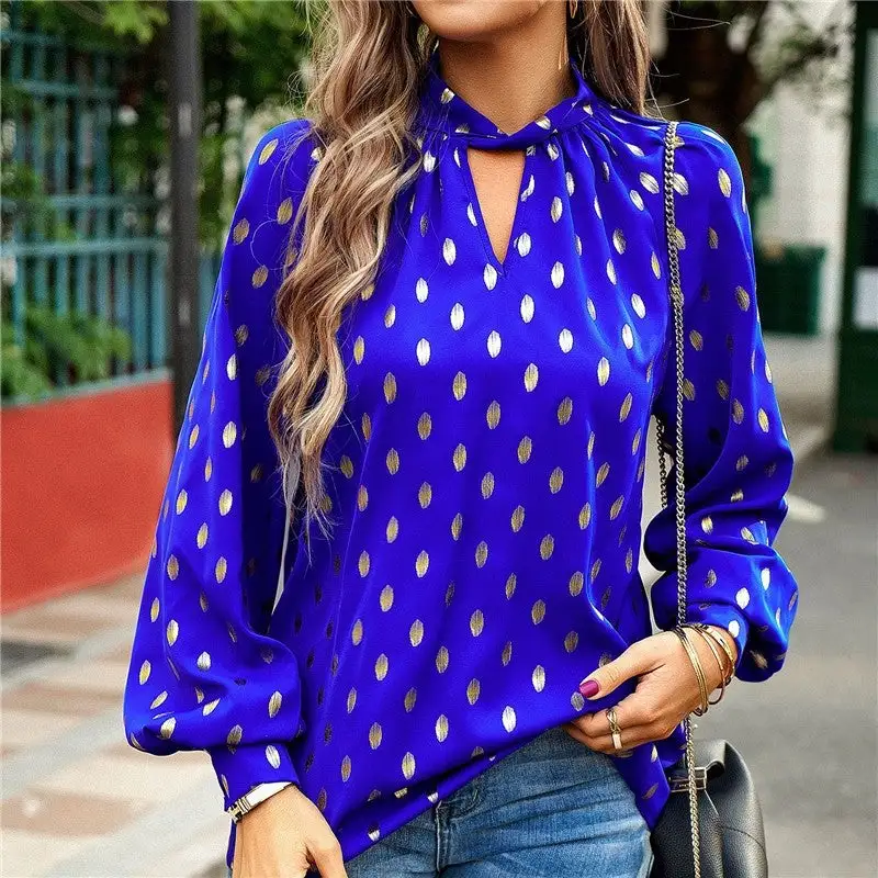 Women's Openwork Long-Sleeve Relaxed Blouse