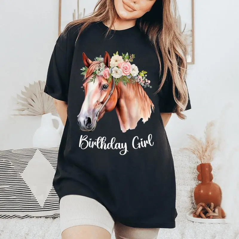 Horse Birthday Girl Party Outfit Pony Daughter Granddaughter Women's Oversized Comfort T-Shirt