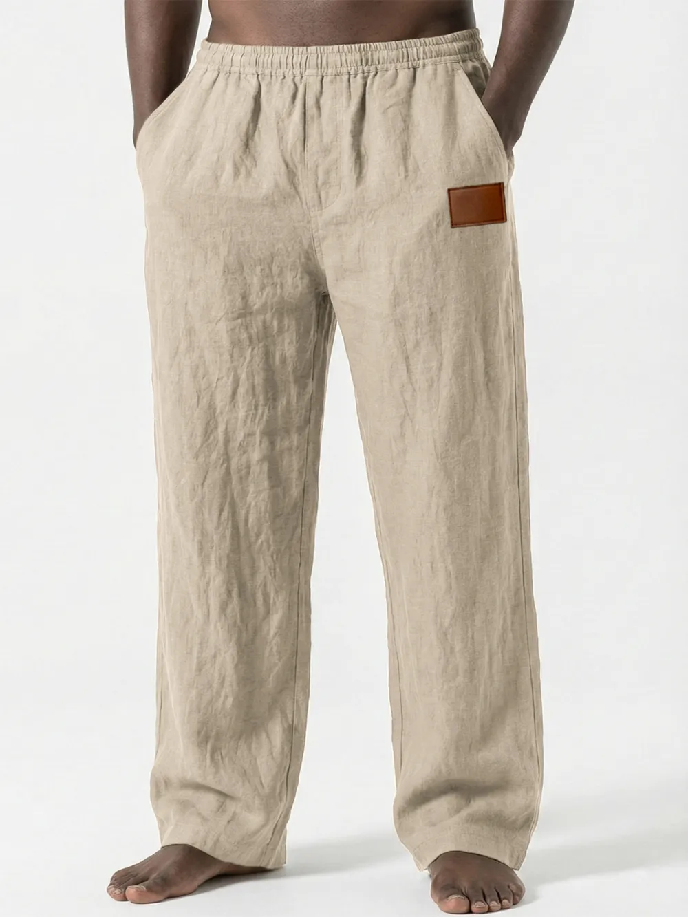 Linen Blend Seamed Detail Pants