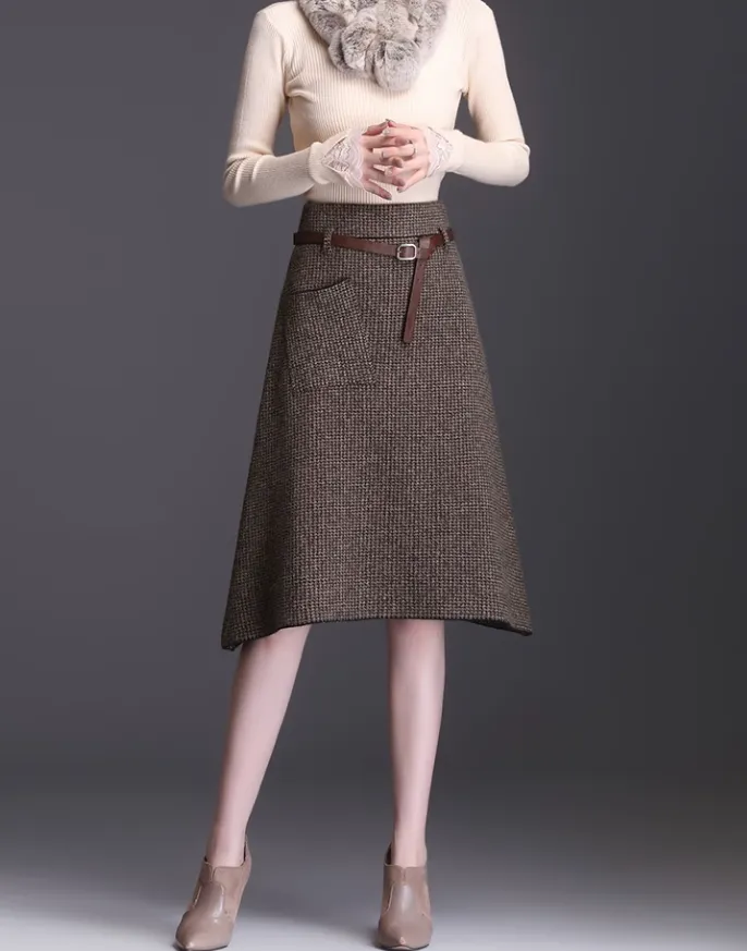Asymmetrical A Line High Waist Midi Skirt