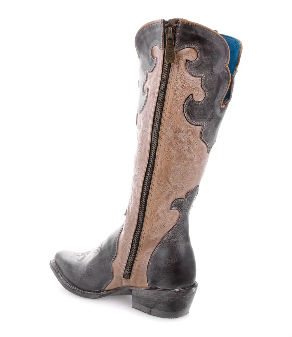 Floral-Stitched Side-Zip Western Boots