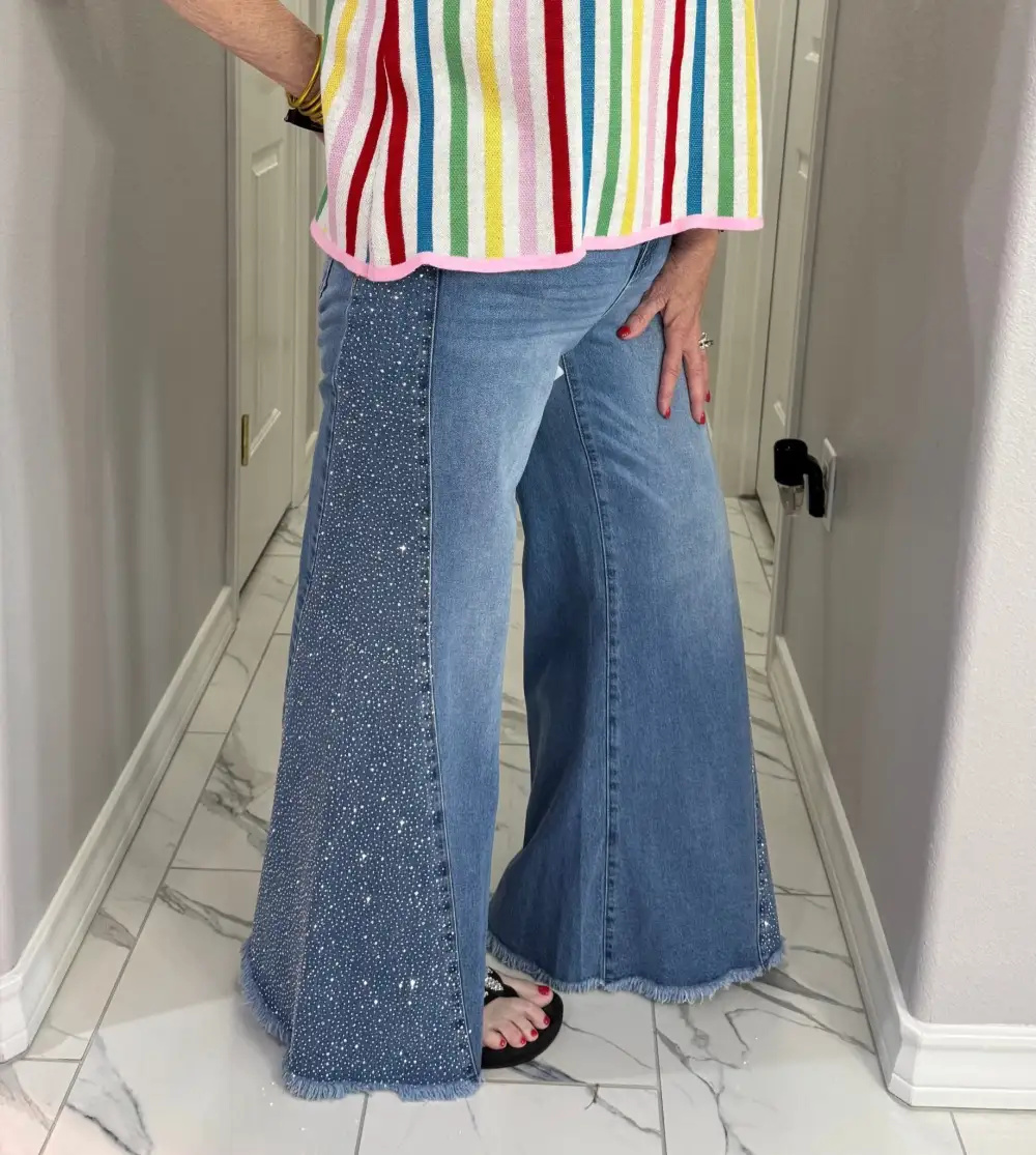 Embellished Relaxed Wide Leg Jeans