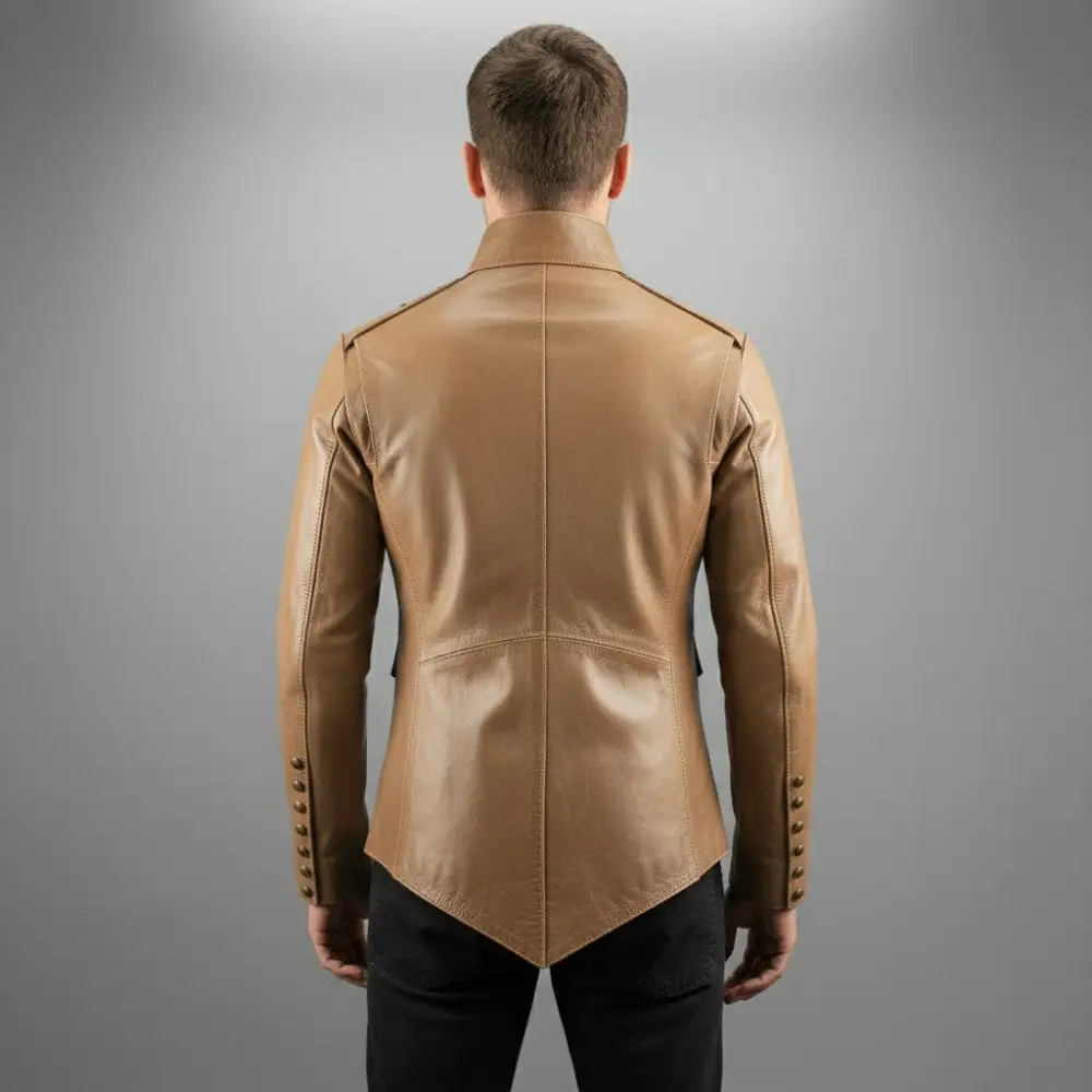 Leather Stand Collar Jacket