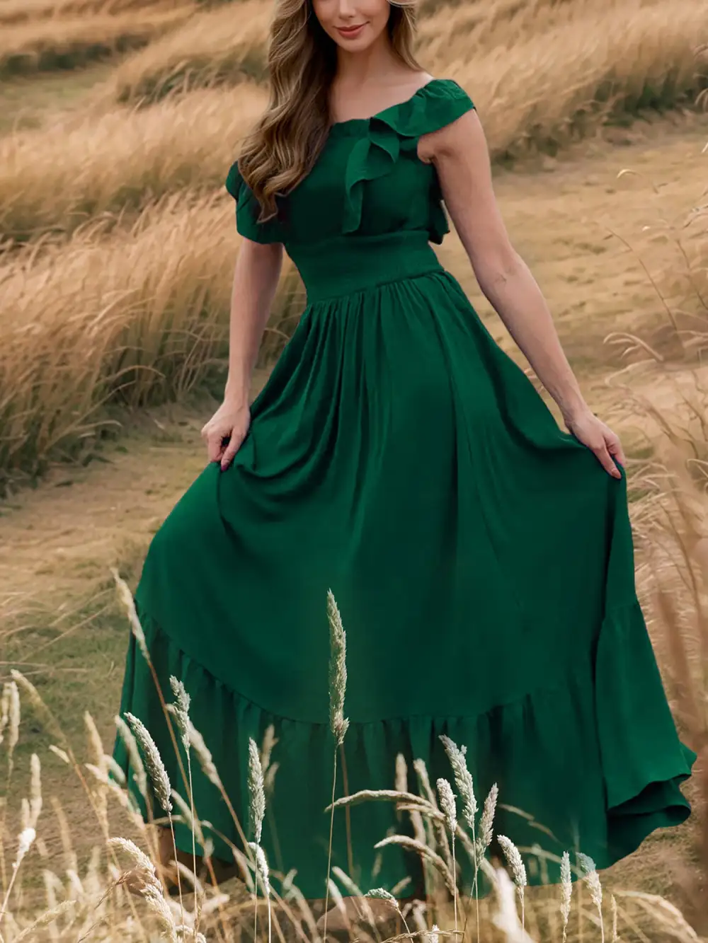 Off-Shoulder Ruffled Maxi Dress
