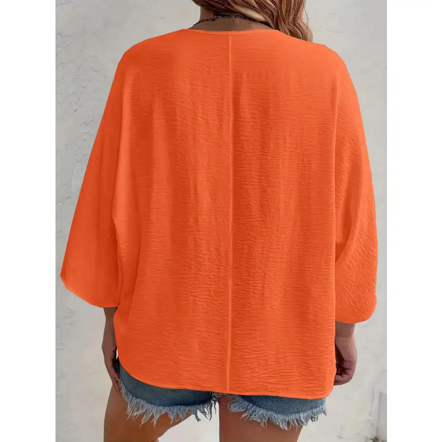 Full Size V Neck Button Down Shirt Plus Size