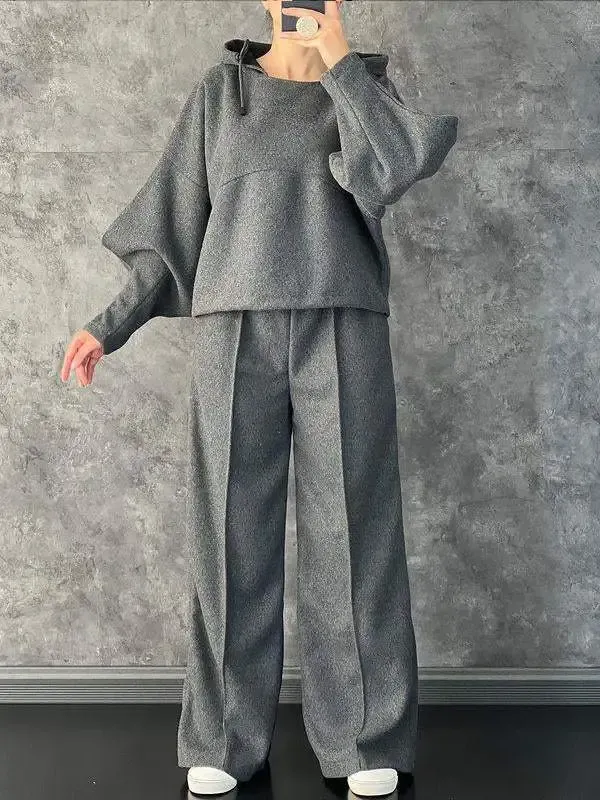 Women's Casual Hooded Solid Color Suit