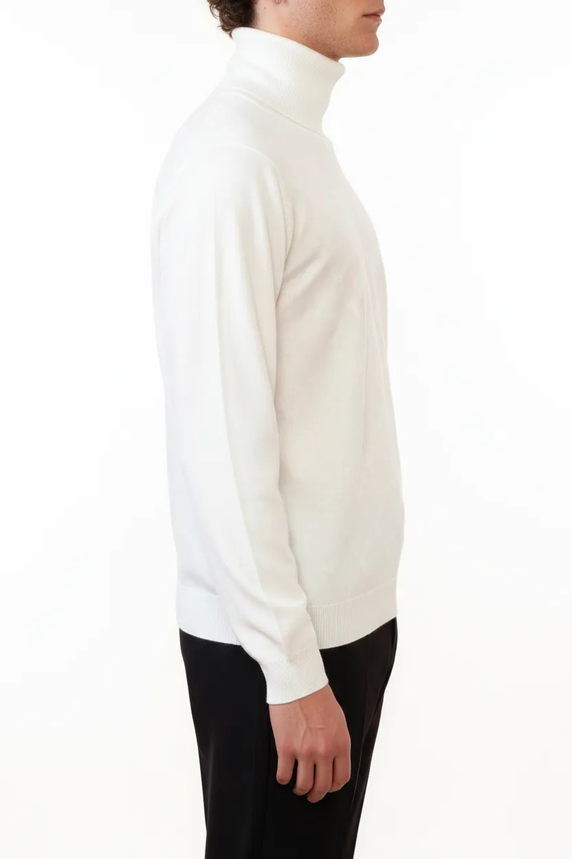 Classic Diamond Pattern Regular Fit Viscose Turtleneck Sweater