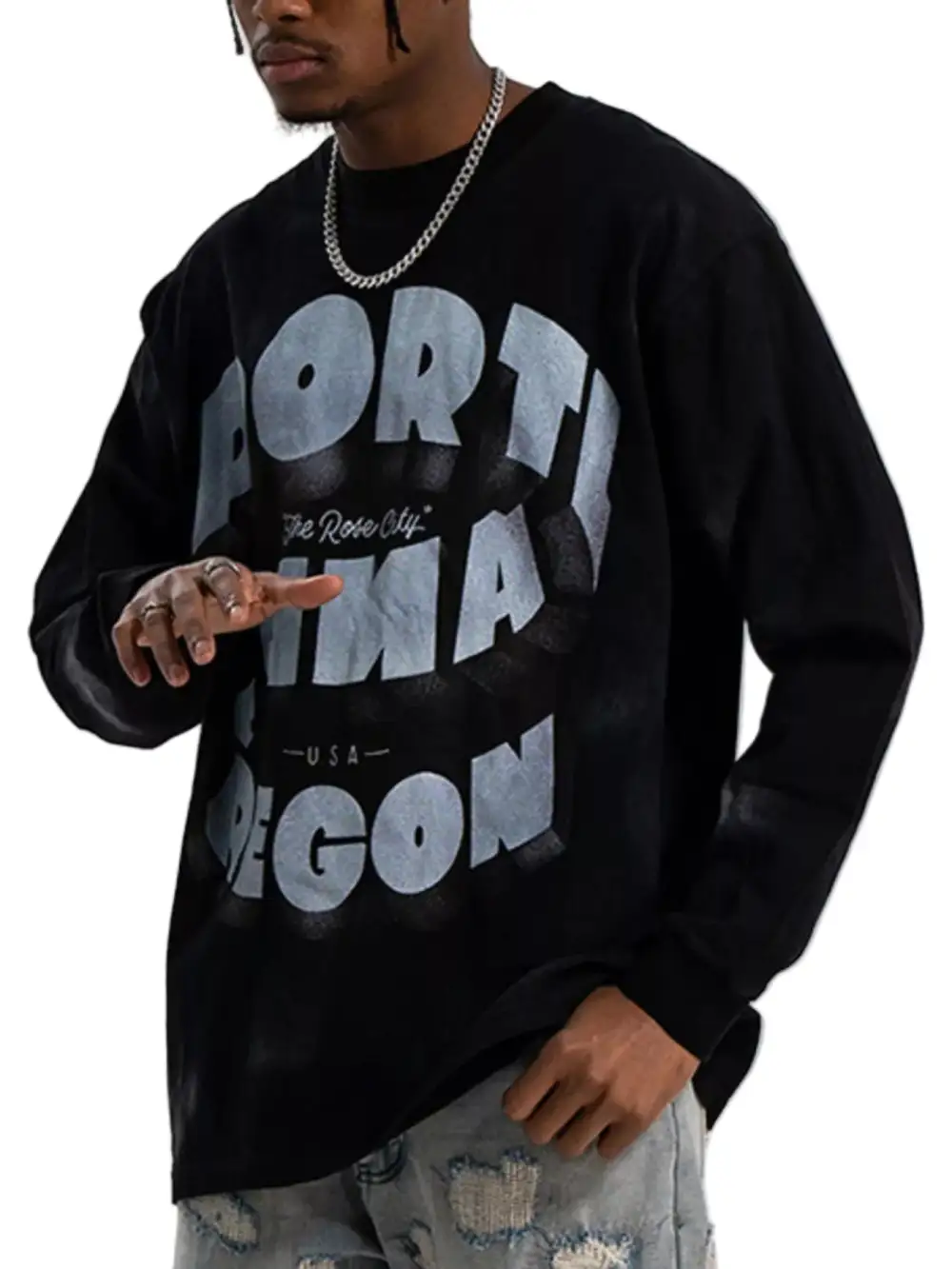 Round Neck Long Sleeve Graphic T-Shirt