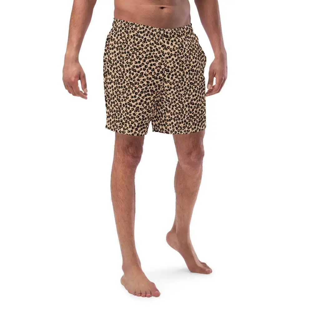 Quick Dry Leopard Print Swim Trunks