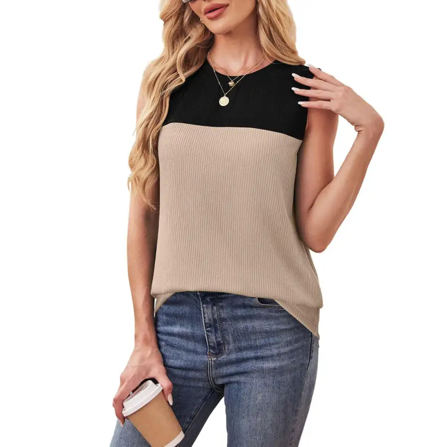 Color Block Round Neck Tank