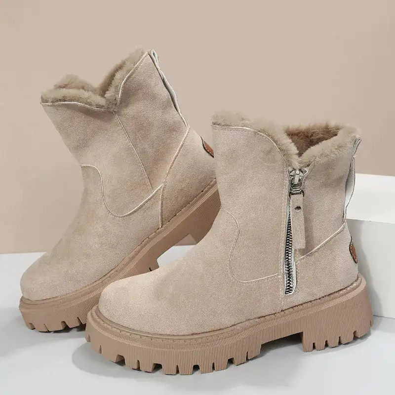 Side-Zip Fuzzy Boots