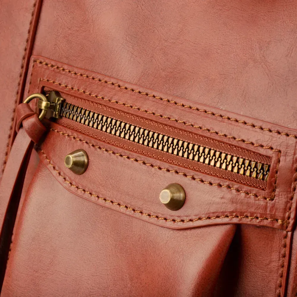 Cognac Italian Leather Bag  Italy Soft Leather Crossbdody Bag
