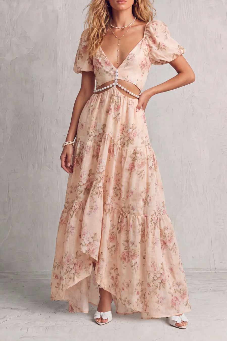 Cutout Floral Maxi Dress