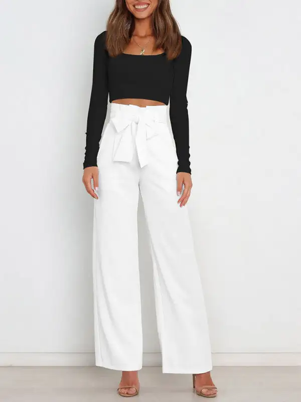 Trousers Versatile Wide Leg Belt