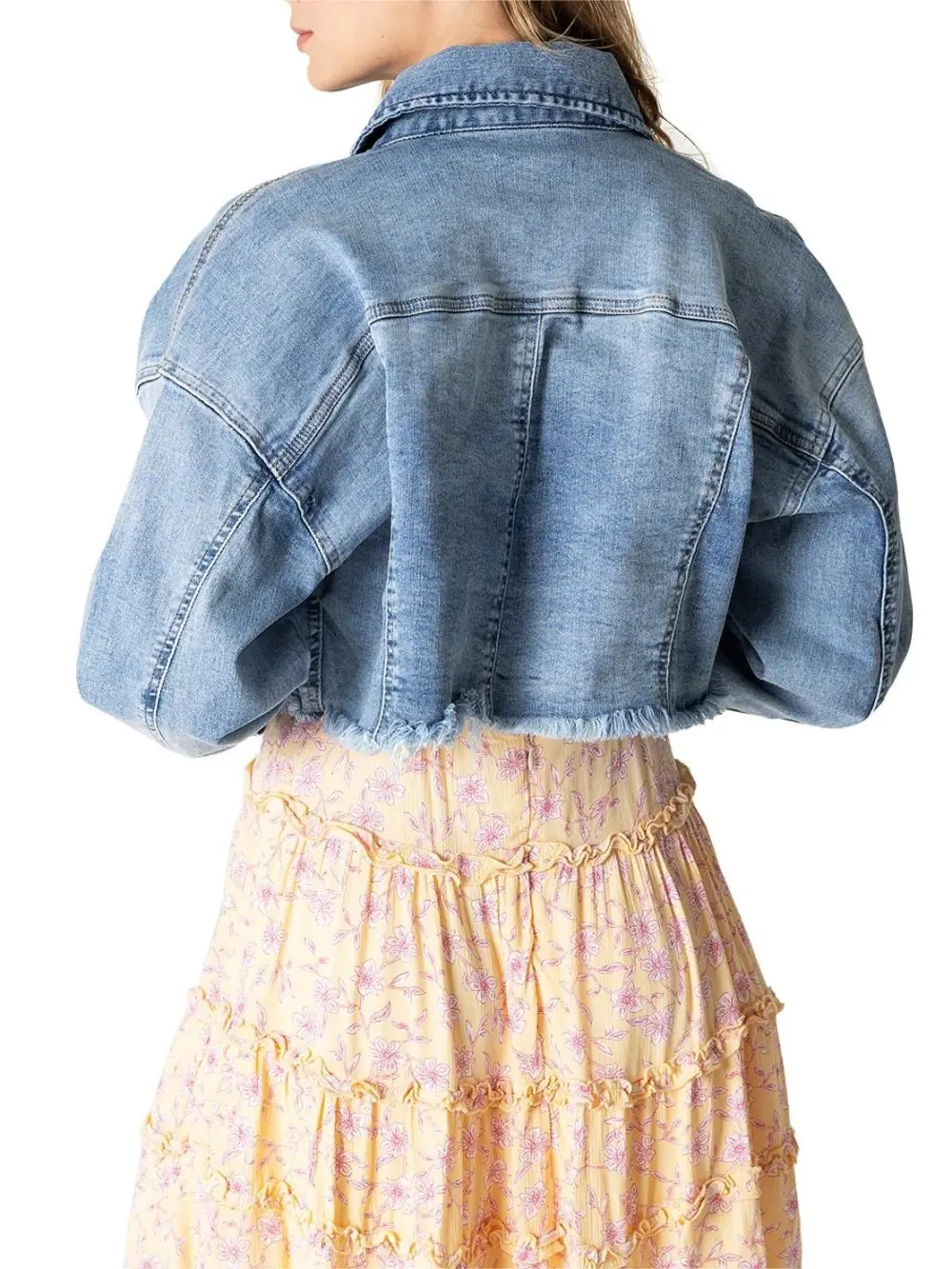 Dropped Shoulder Crop Denim Jacket