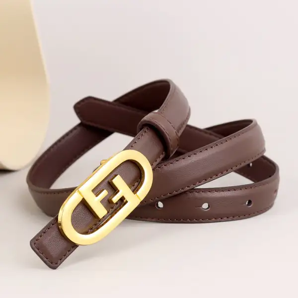 Elastic Leather Belt with Golden Buckle