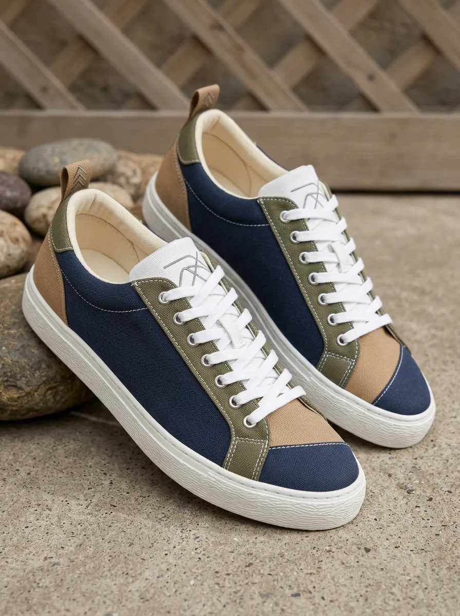 Paneled Colorblock Canvas Sneakers
