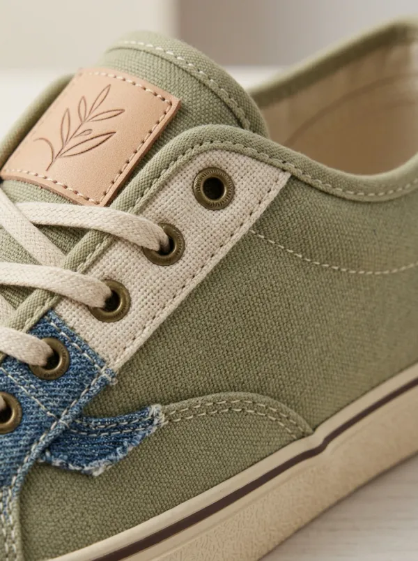 Relaxed Minimalist Leaf Detail Men's Canvas Shoes