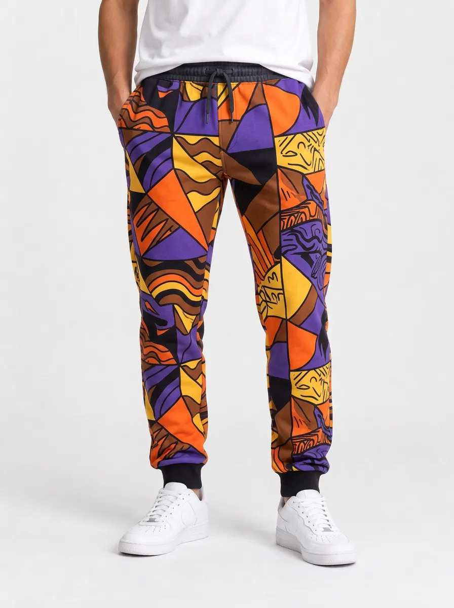 Men's Geometric and Abstract Drawstring Joggers