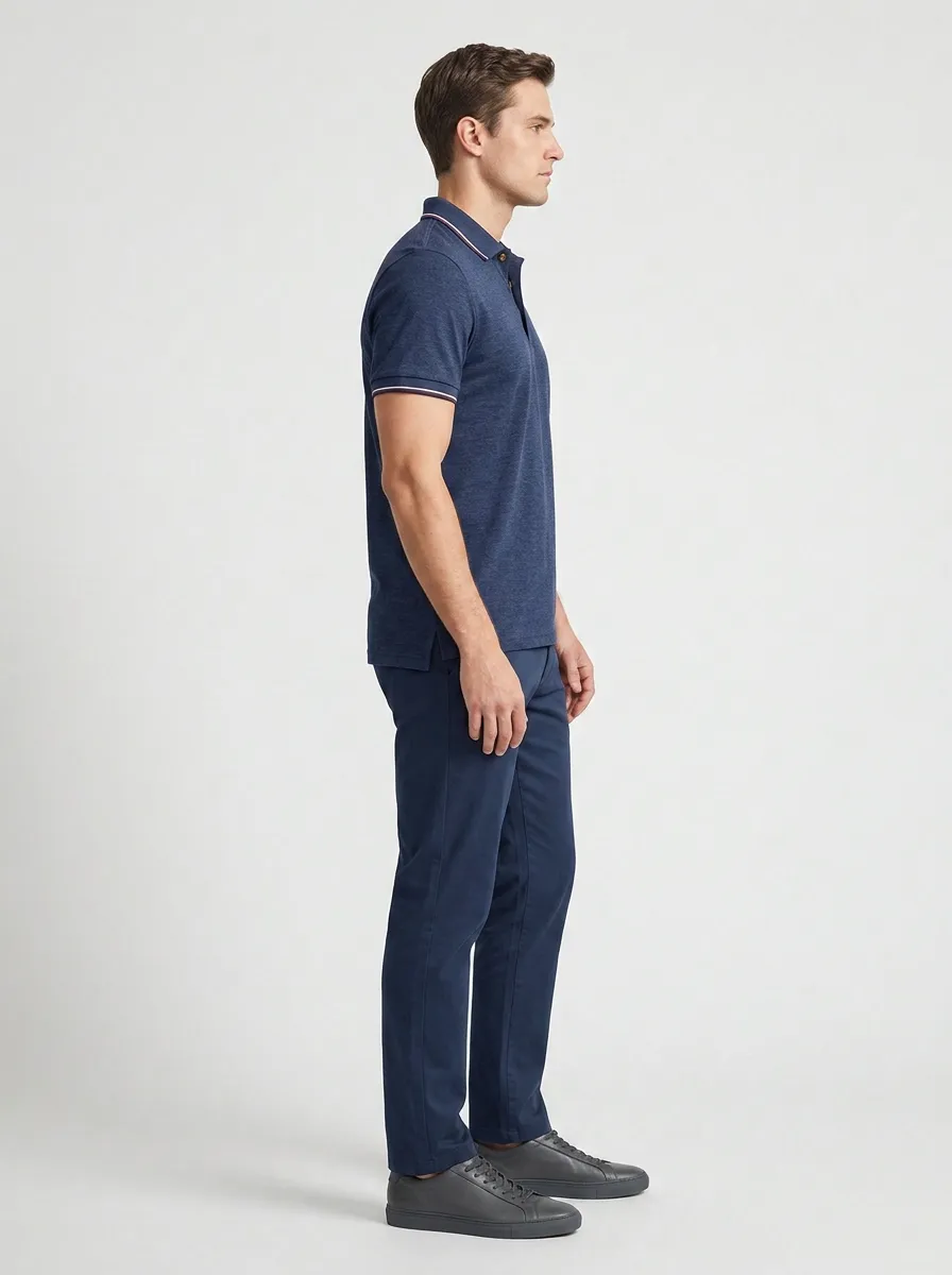 Refined Contrast-Trim Men's Polo Shirt