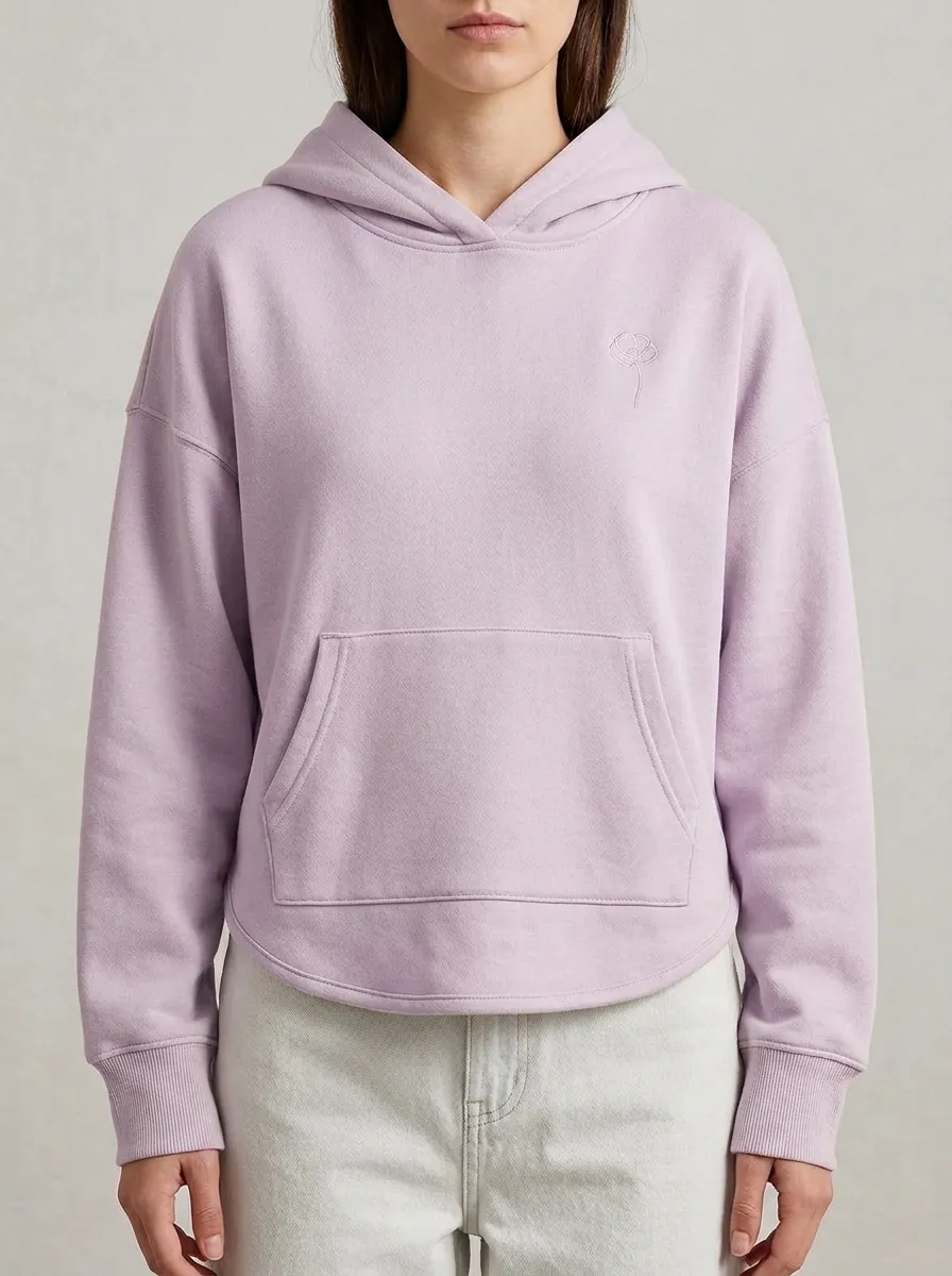 Women's Minimalist Flower Line Art Printed Hoodie
