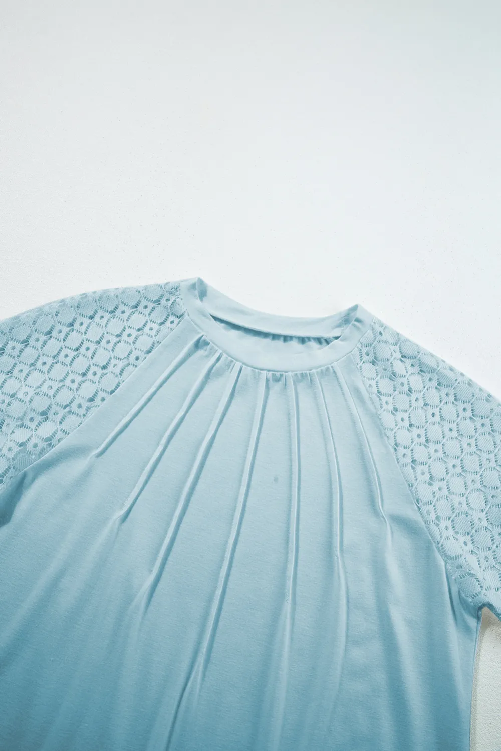 Mist Blue Seamed Detail Contrast Tee