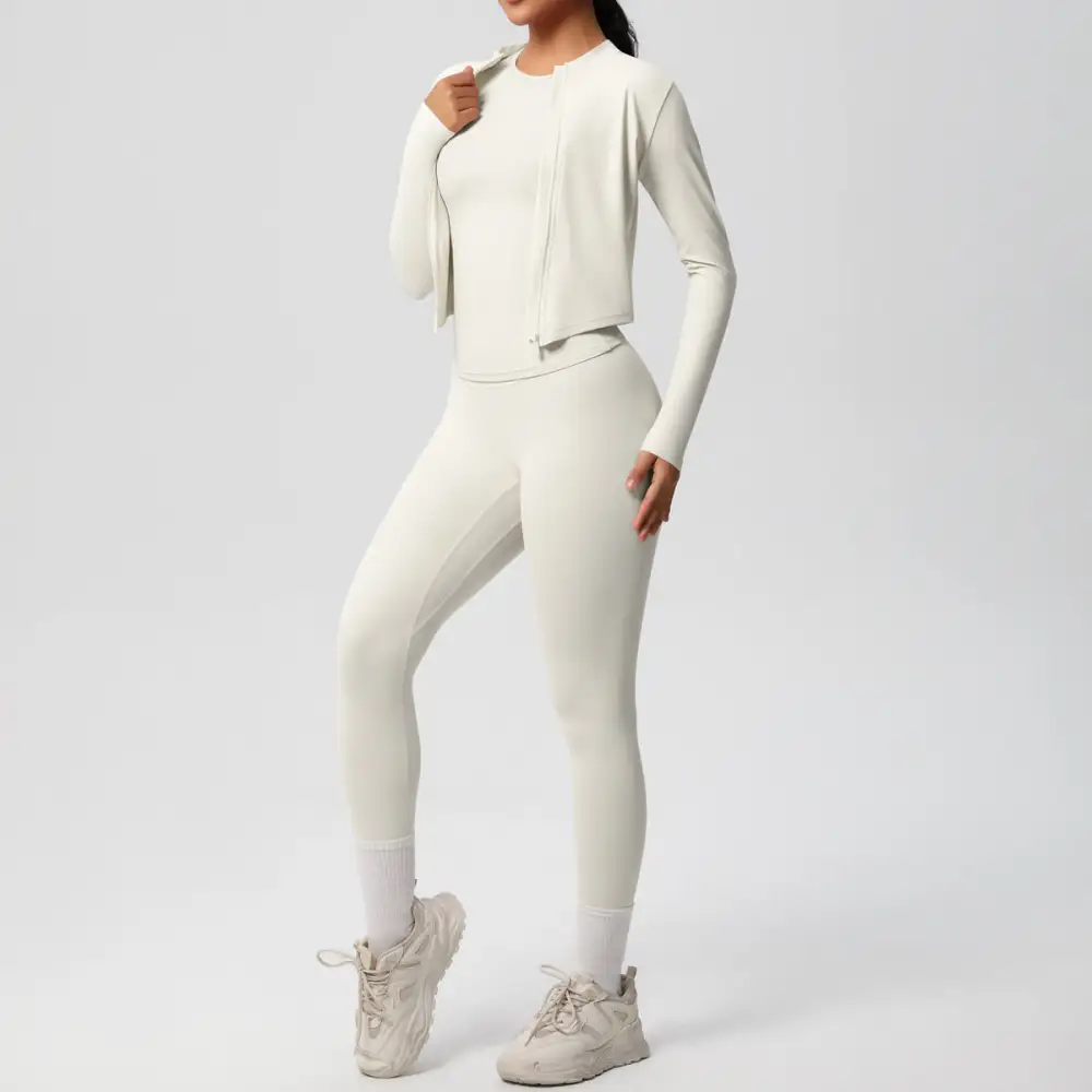 Short-Sleeve Quick-Dry Jacket, Top and Leggings Active Set