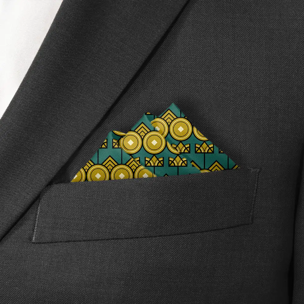 Crisp Neat Art Deco Pocket Square