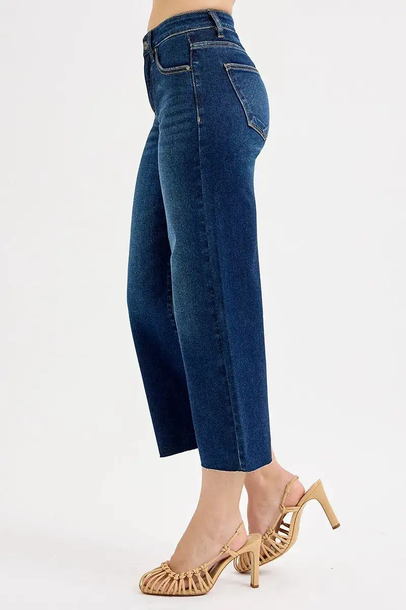 Clean Line Denim High Rise Wide Leg Pocketed Jeans