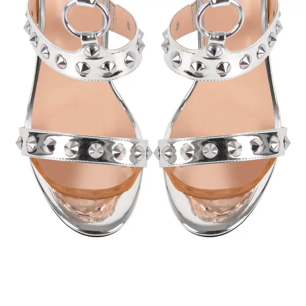 Round Toe Rivet Multi Buckle Strap Sandals