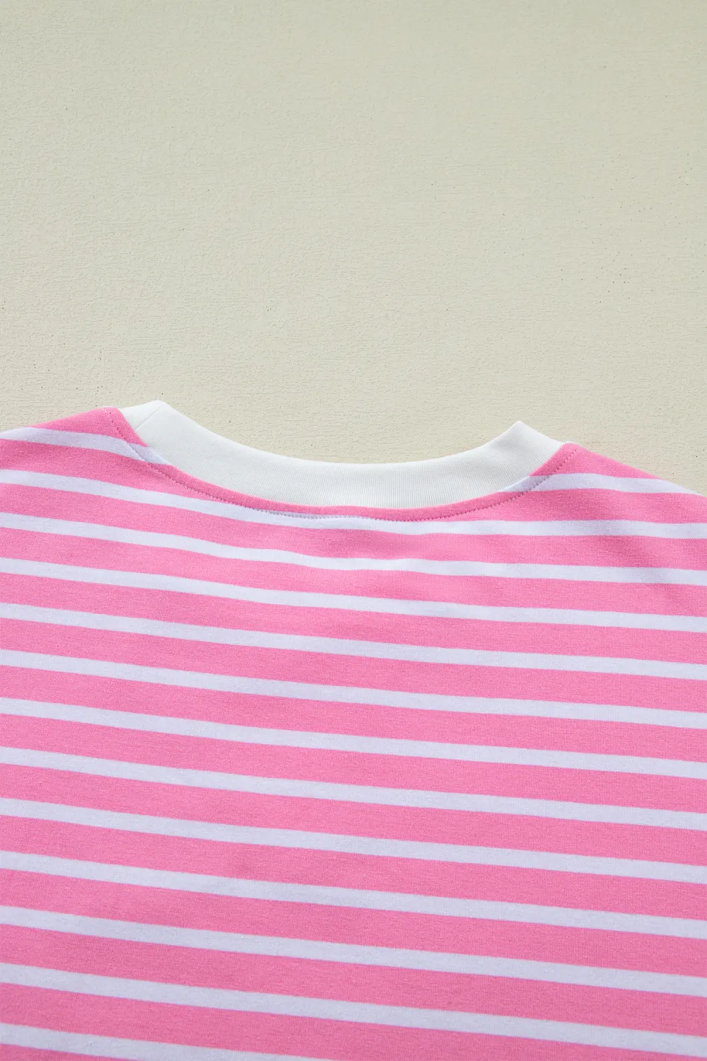Pink Stripe Round Neck Drop Top