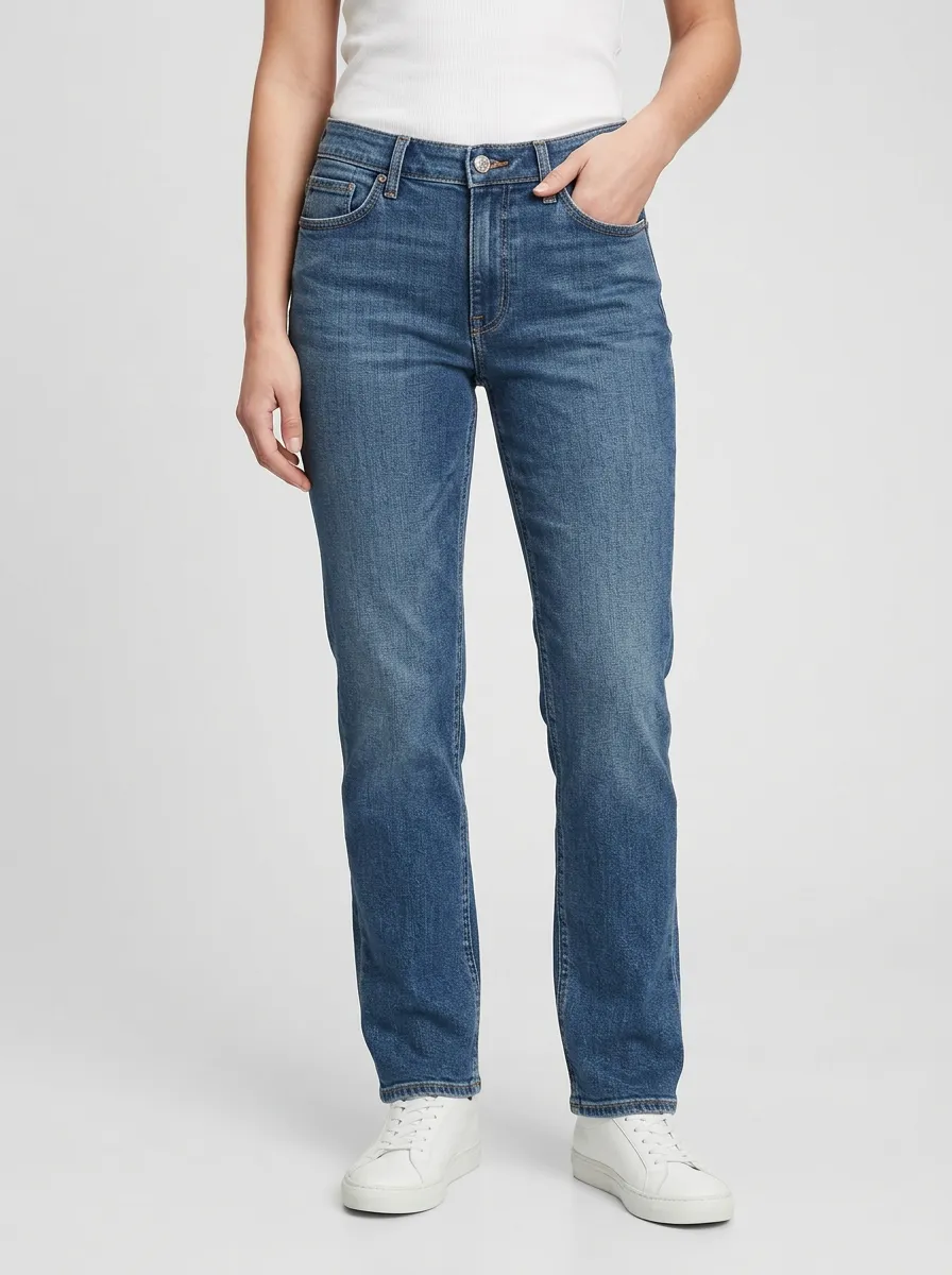 Straight Leg Mid Rise Classic Jeans