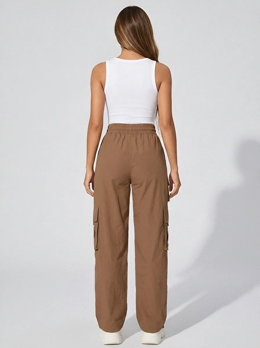 High-Rise Multi-Pocket Pocket Breathable Cargo Pants