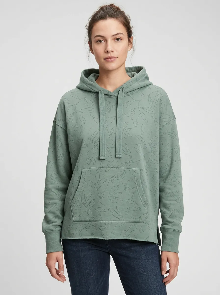 Women's Classic Botanical Leaf Graphic Hoodie