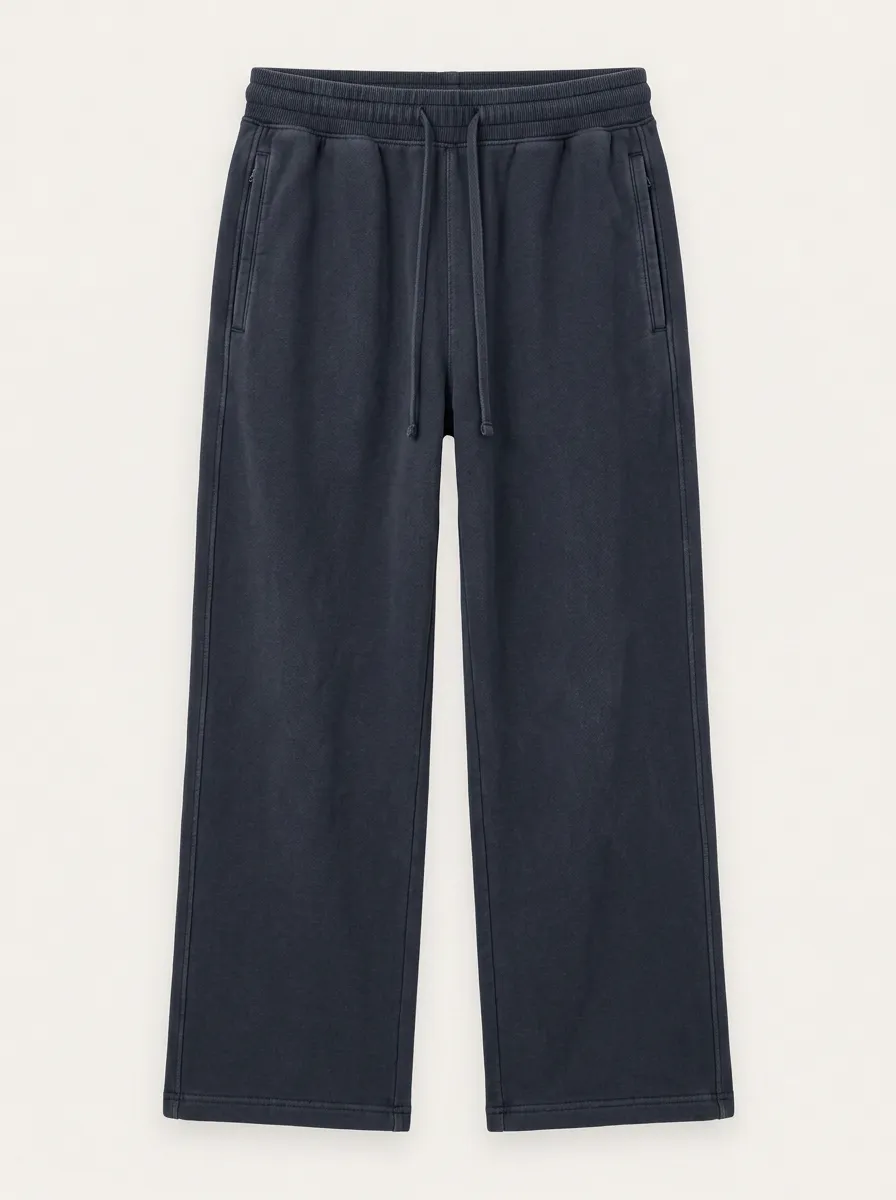 Unisex Casual Solid Color Drawstring Washed Cotton Sweatpants