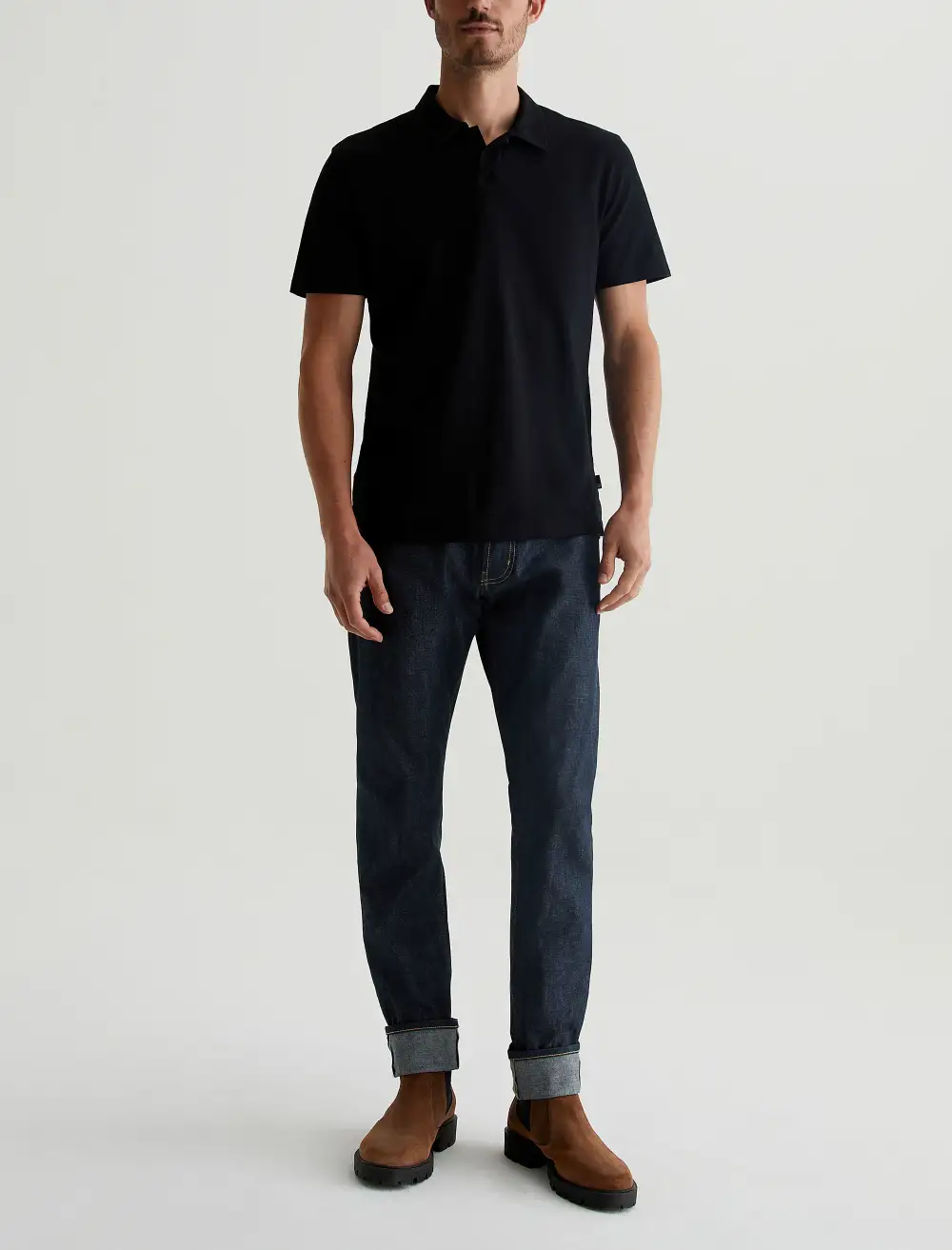 Men's Cotton Jersey Point Collar Polo Shirt