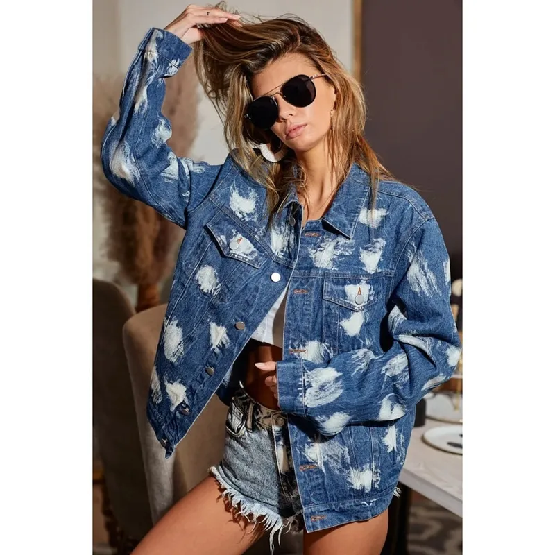 Washed Tie-Dye Denim Jacket