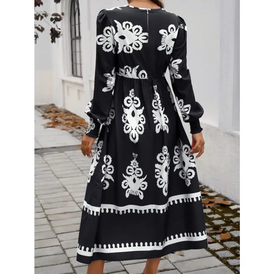 Devine Surplice Lantern Sleeve Midi Dress