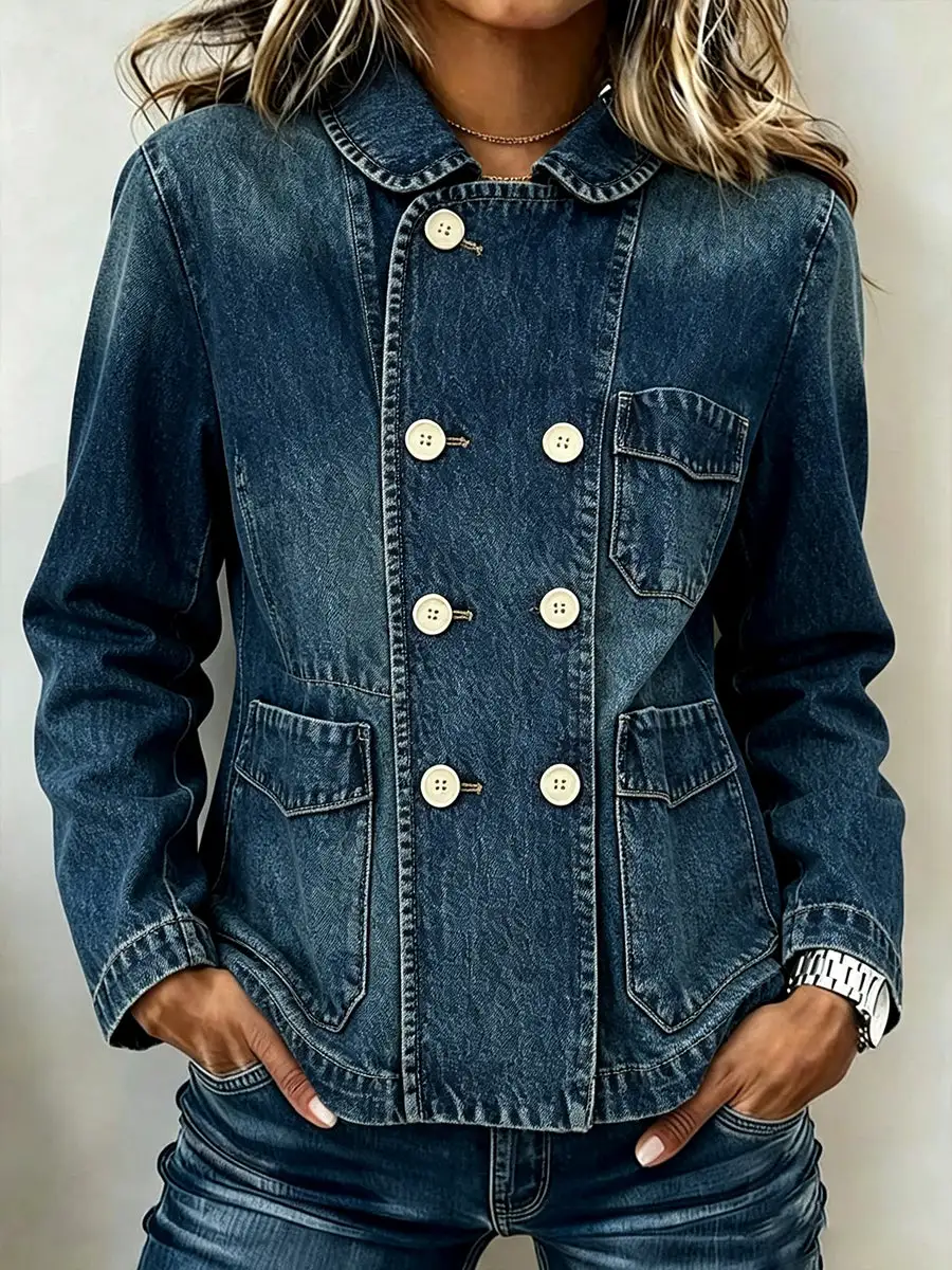 Retro Double-Breasted Utility Jacket