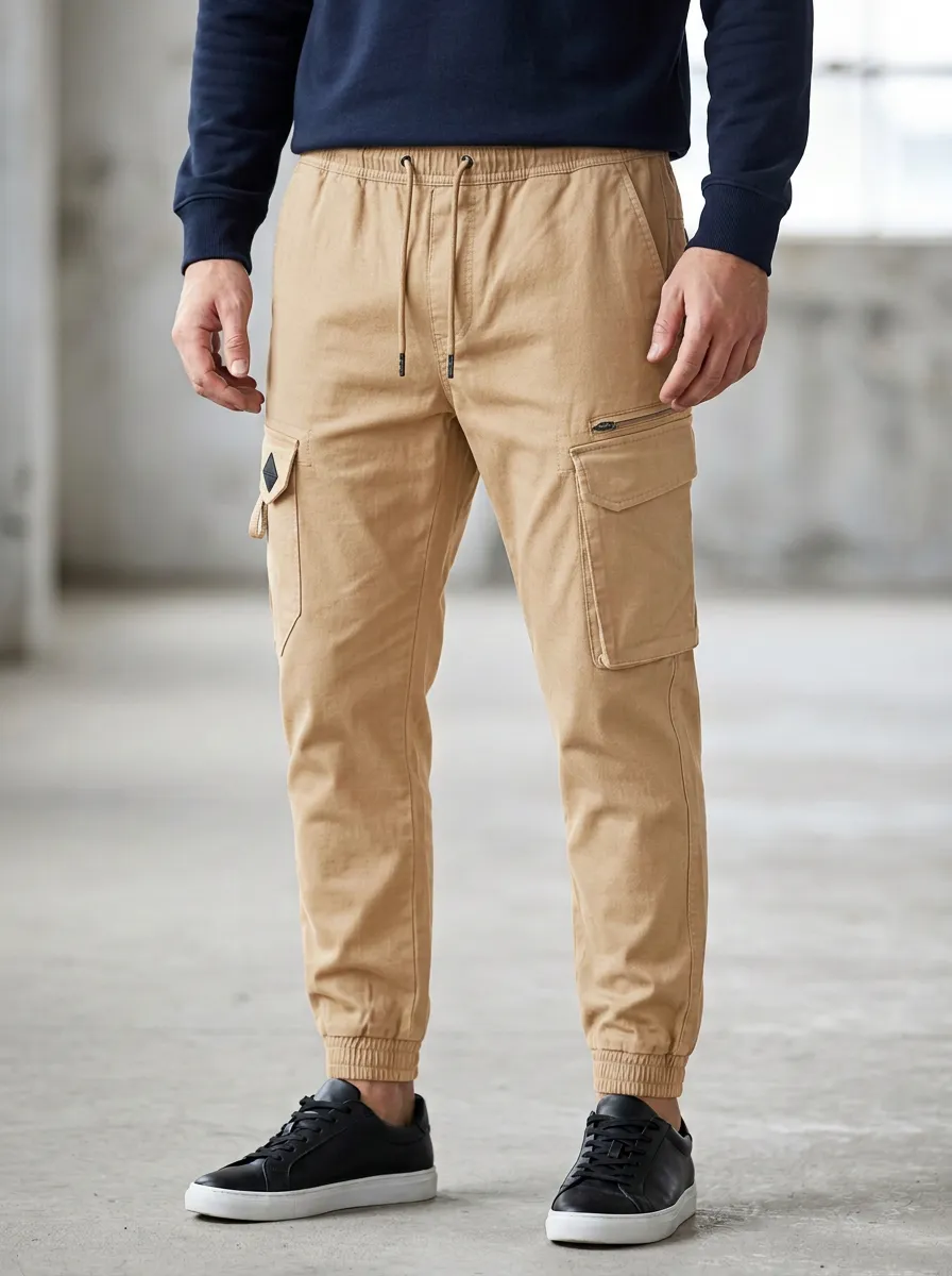 Streetwear Multi Pocket Graphic Print Heritage Look Men's Cargo Jogger Pants