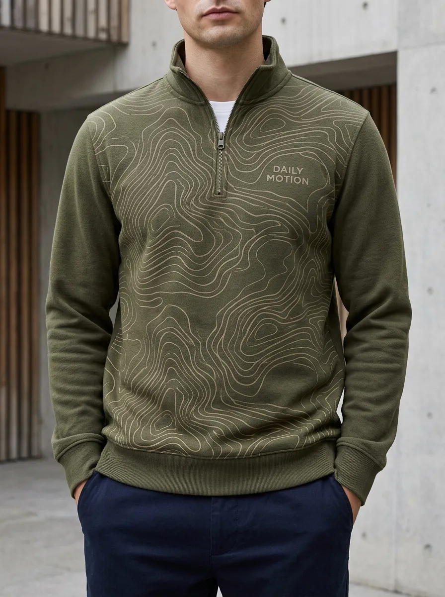 Modern Half-Zip Topographic Men's Half-Zip Sweatshirt