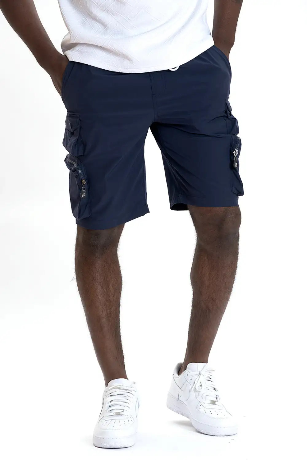 Structured Nylon Spandex Cargo Shorts