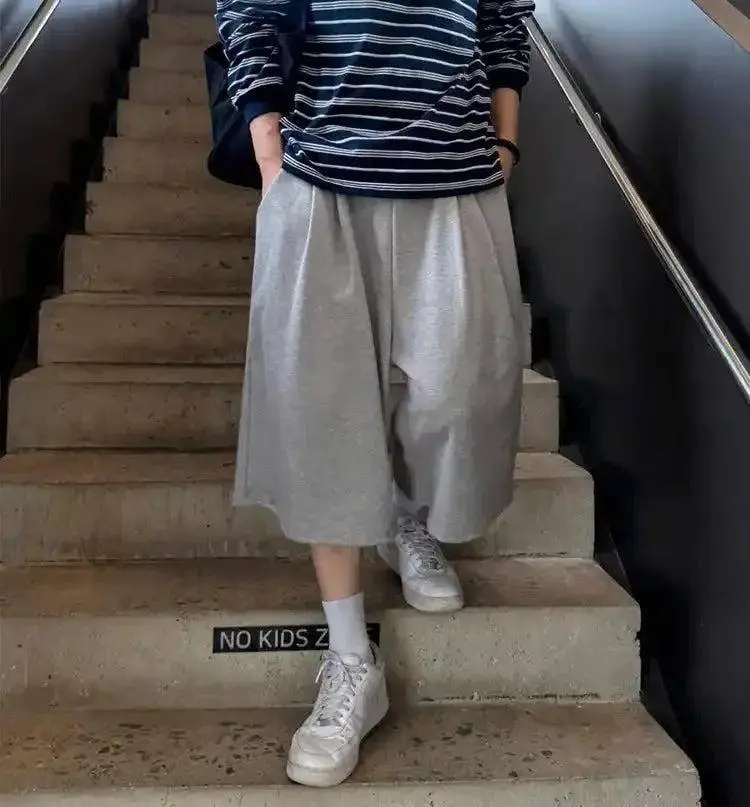 Draped Pleated Mid-Length Shorts