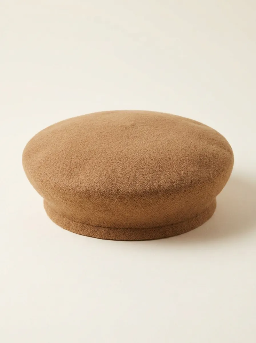 Unisex Minimalist Brown Solid Color Wool Beret