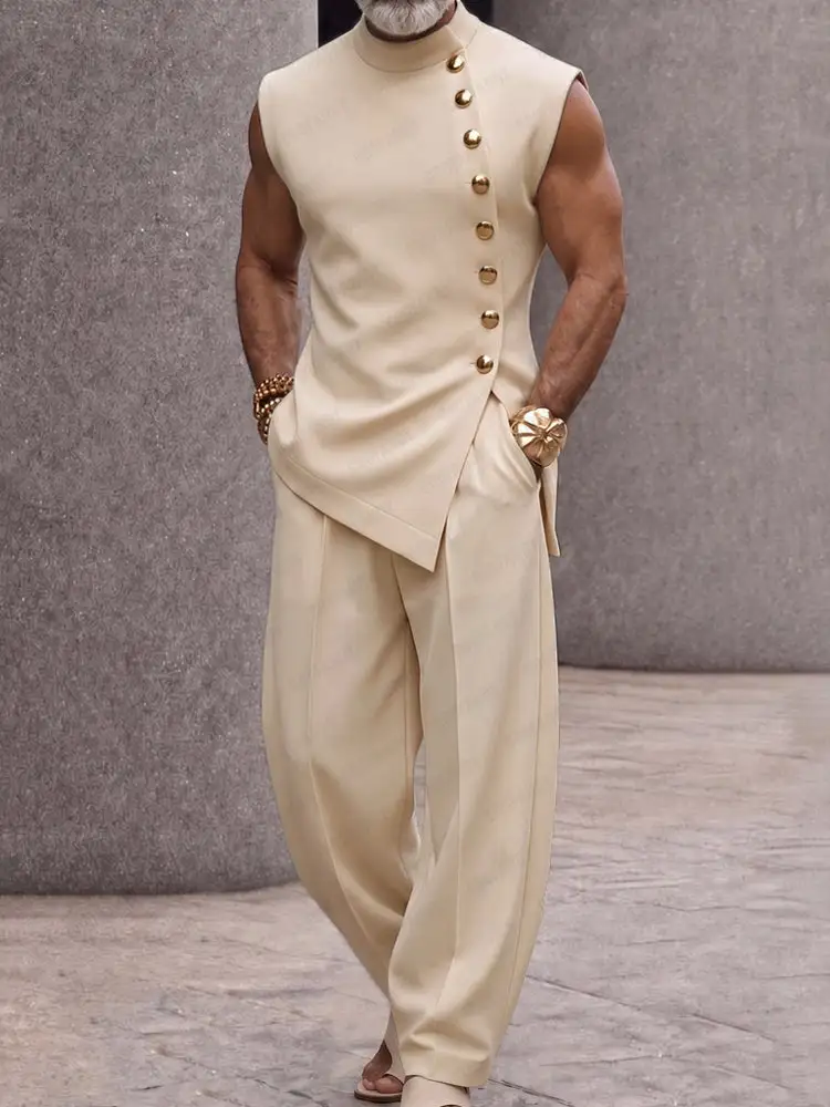 Button Sleeveless Top & Pants Set