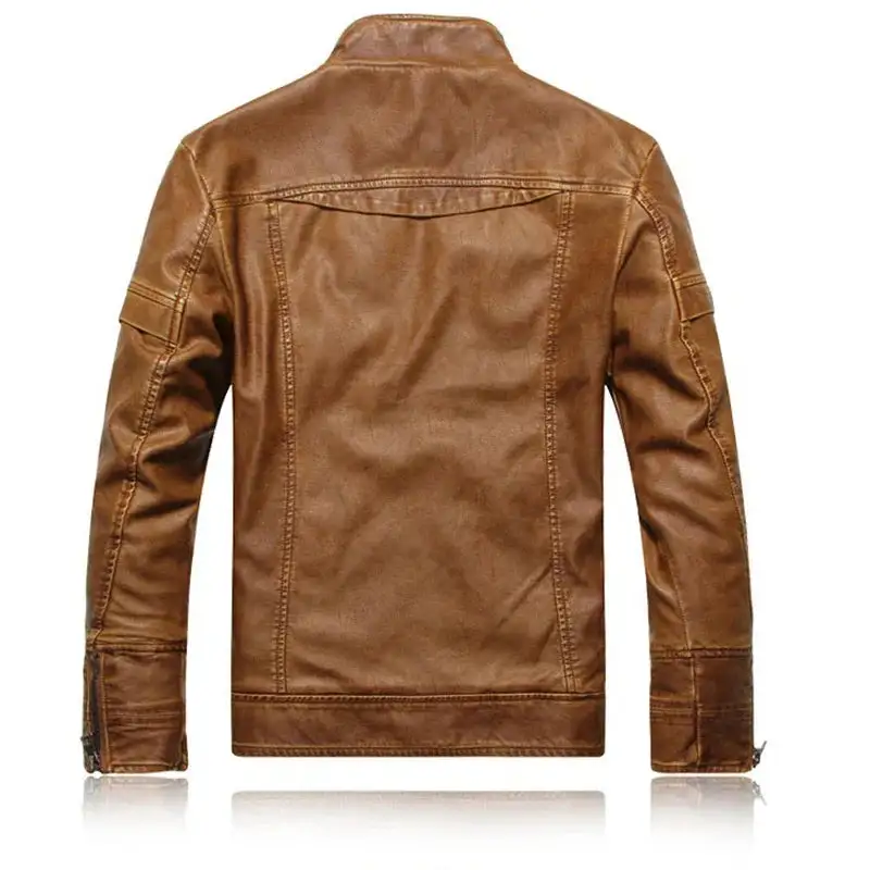 Practical Leather Slim Fit Jacket