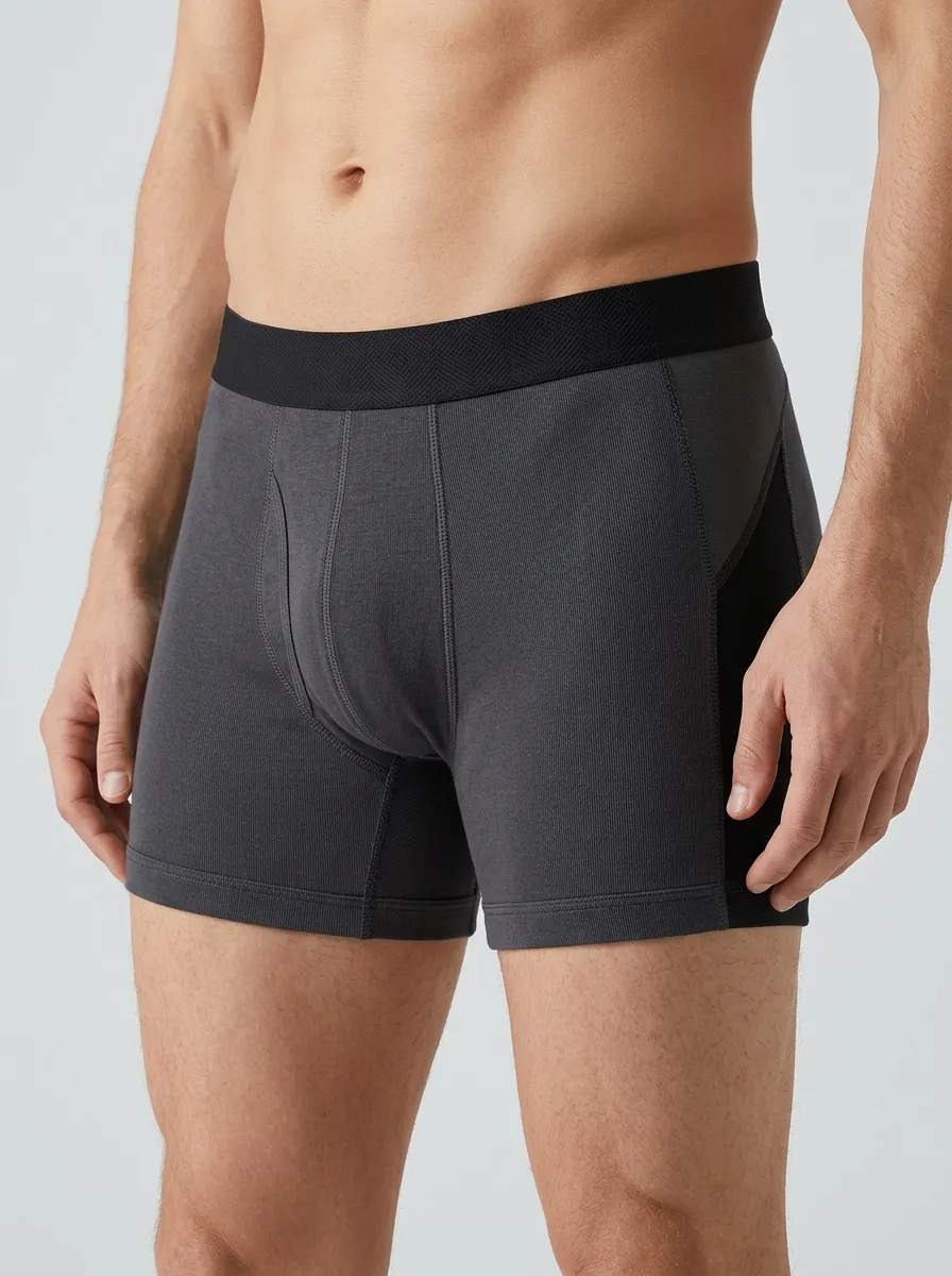 Breathable-Look Contrast-Panel Athletic-Comfort Athletic Performance Look Men's Boxer Briefs