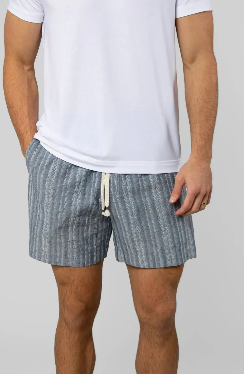 Men's Lightweight Cotton Linen Drawcord Shorts